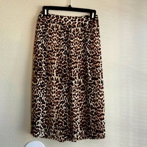 Leopard Print Express Pleated Midi Skirt